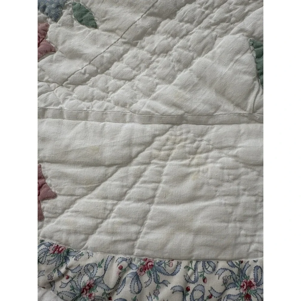 Vintage‎ Arch Cotton Handmade Appliqued Floral Quilt Pastel Colors Twin Cottage